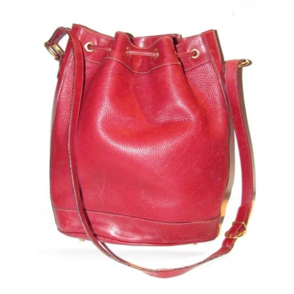 Gucci Xl Bucket Bag W Pebbled Drawstring W Smooth Trim True Red gold Accents L - Picture 3 of 12